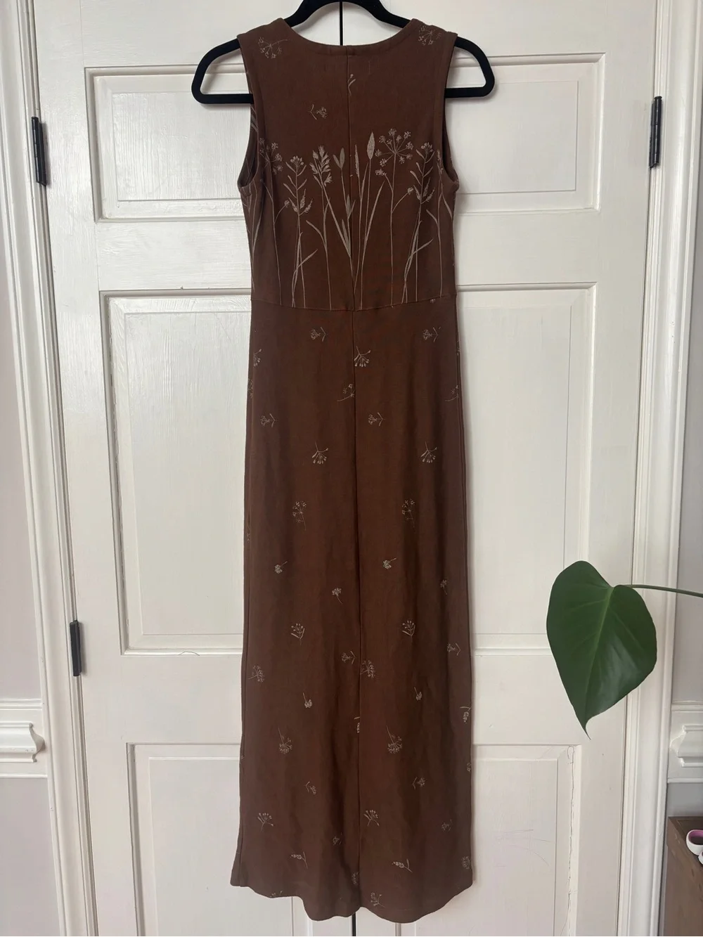 Vintage Potato Clothing Brown Maxi Dress Matchin Cardigan Cottagecore Size Small